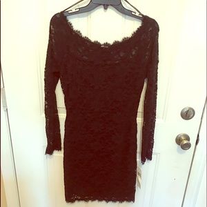 Black lace formal dress.